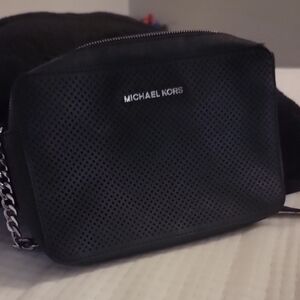 Michael Kors Black Belt Bag with Textured Design